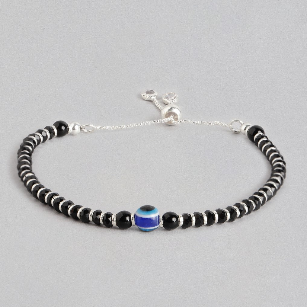 Beaded Evil Eye 925 Sterling Silver Bracelet