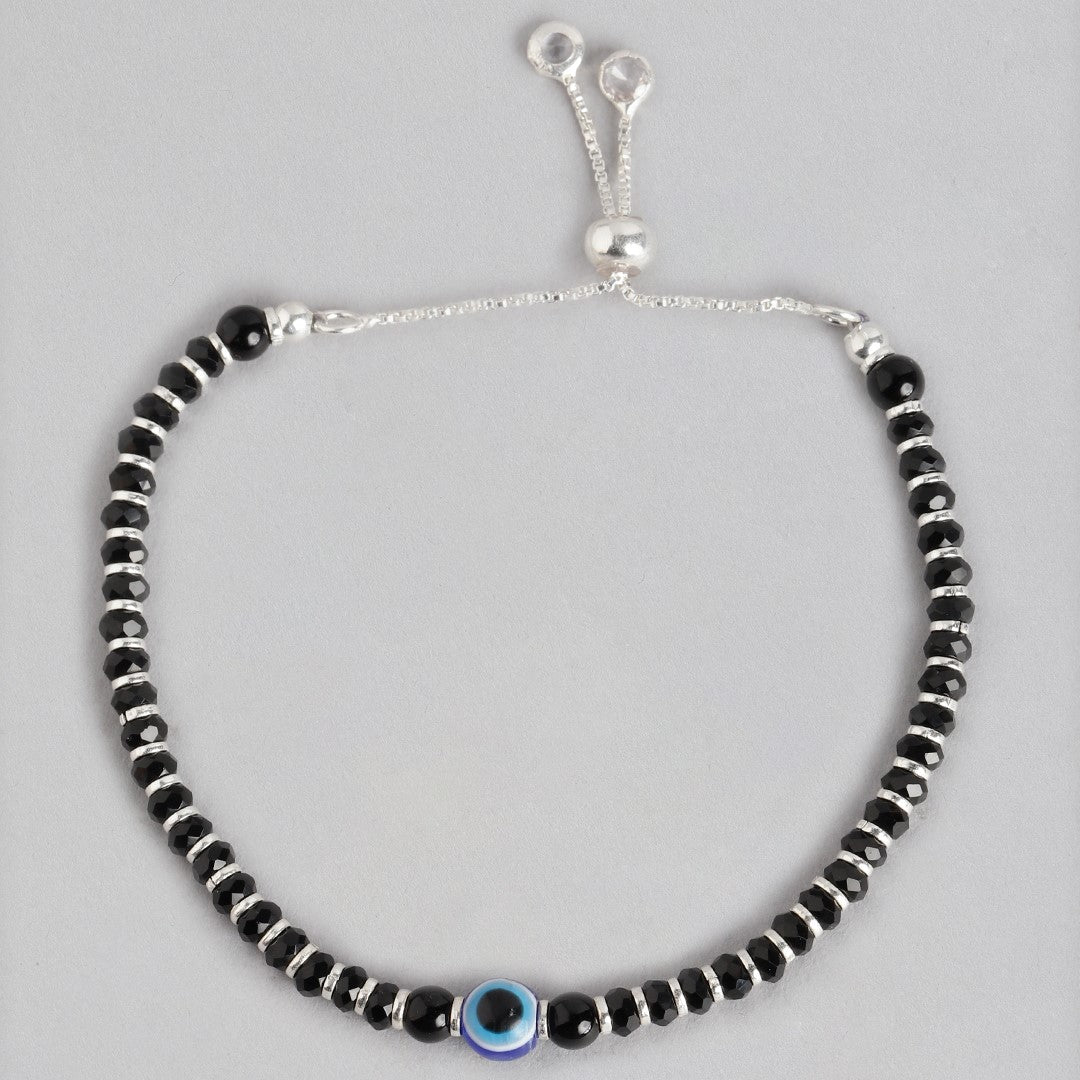 Beaded Evil Eye 925 Sterling Silver Bracelet