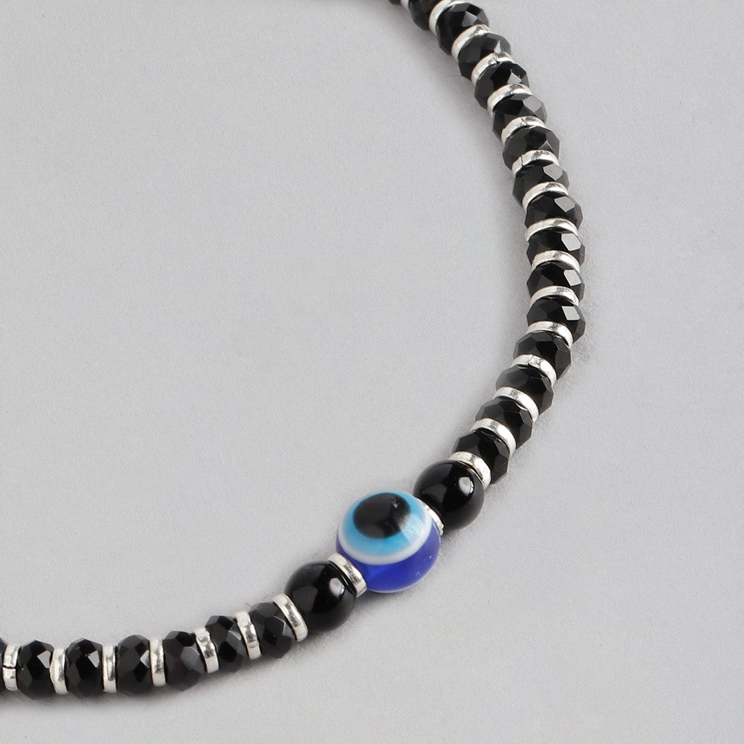 Beaded Evil Eye 925 Sterling Silver Bracelet