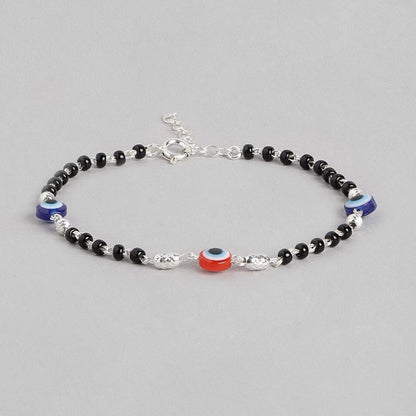 Beaded Evil Eye 925 Sterling Silver Chain Bracelet