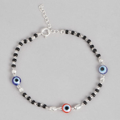 Beaded Evil Eye 925 Sterling Silver Chain Bracelet